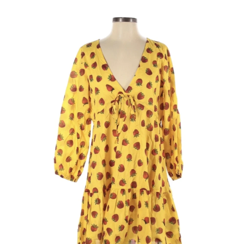 J. Crew Edie Parker Cover-up Dress, Size Small, Like New Yellow Strawberry - Picture 2 of 8